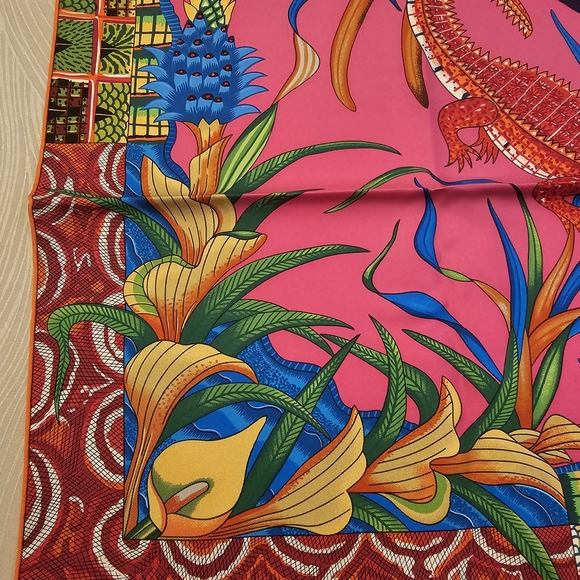 Hermes Marche Du Zambeze Pink Safari Theme Scarf - Picture 5 of 7
